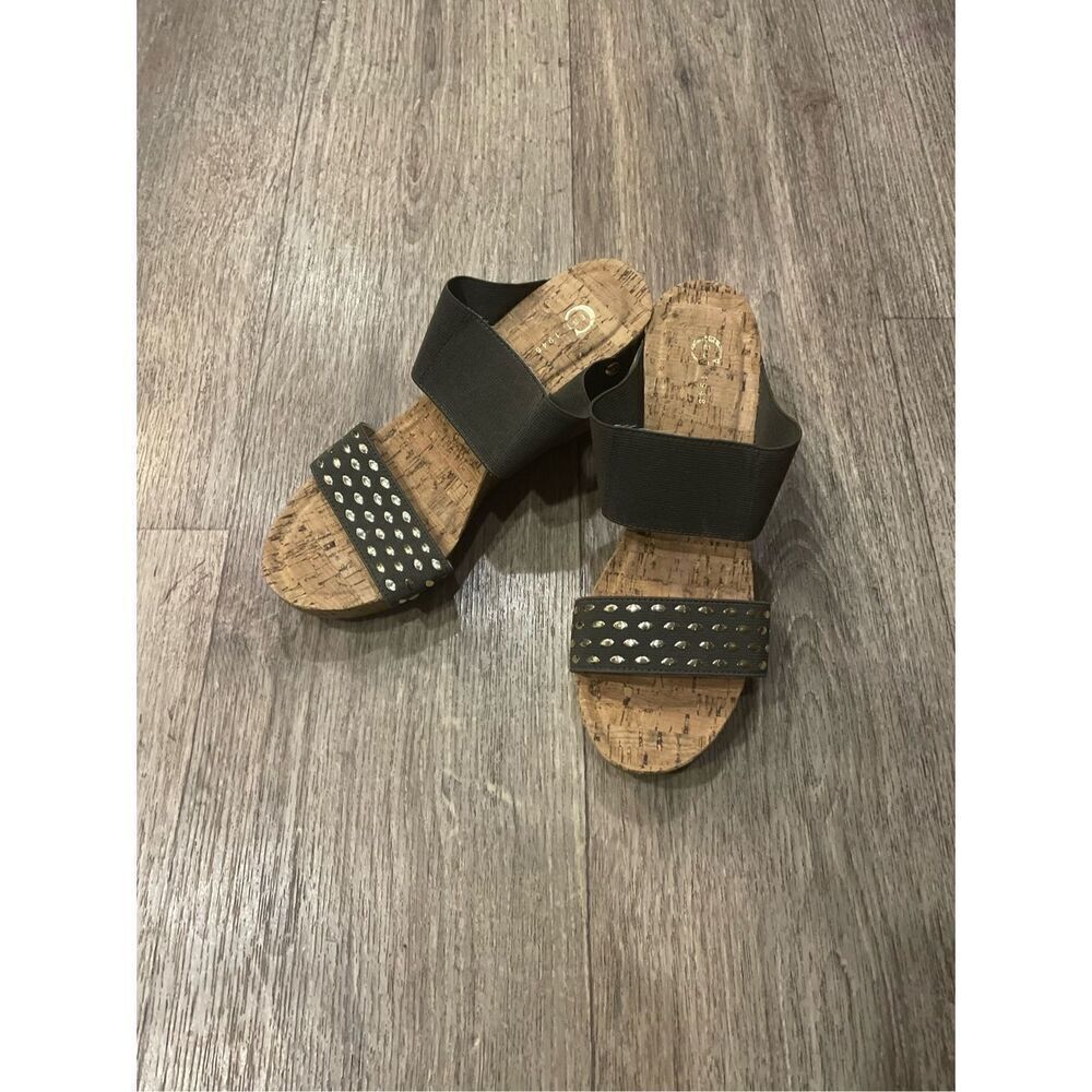 Cato Cork Wedge Heels Olive Green Size 8